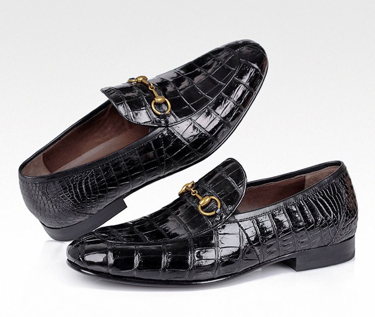 black alligator loafers