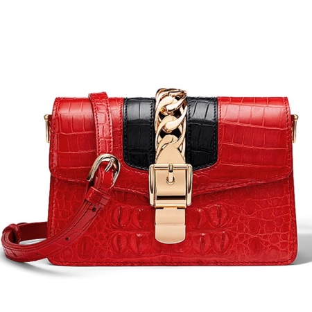 Stylish Crocodile Leather Strap Flap Shoulder Bag Crossbody Bag