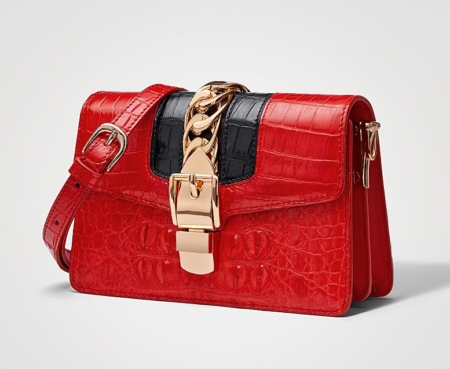 Stylish Crocodile Leather Strap Flap Shoulder Bag Crossbody Bag-Micro side