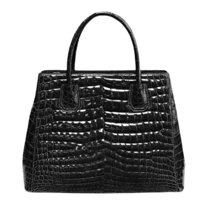 Alligator Leather Handbags Shoulder Tote Top-handle Cross body Bags-Black