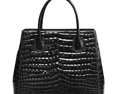 Alligator Leather Handbags Shoulder Tote Top-handle Cross body Bags-Black