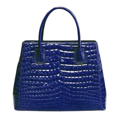 Alligator Leather Handbags Shoulder Tote Top-handle Cross body Bags-Blue