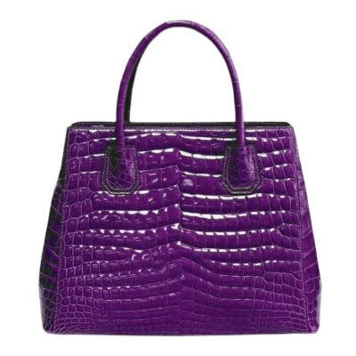 Alligator Leather Handbags Shoulder Tote Top-handle Cross body Bags-Purple