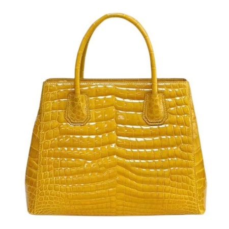 Alligator Leather Handbags Shoulder Tote Top-handle Cross body Bags-Yellow