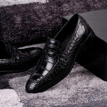 Alligator Penny Loafer Business Shoes-Black
