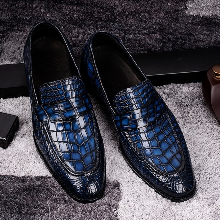Alligator Penny Loafer Business Shoes-Blue