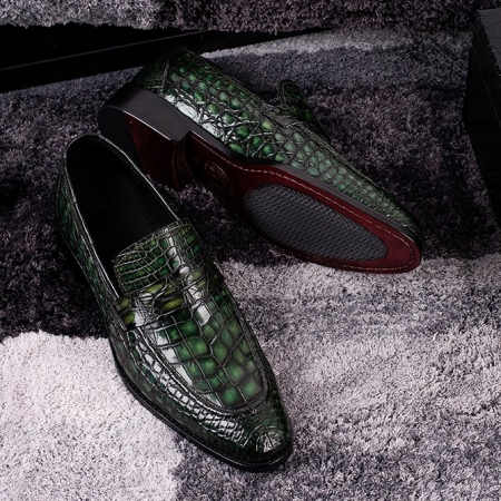 Alligator Penny Loafer Business Shoes-Green