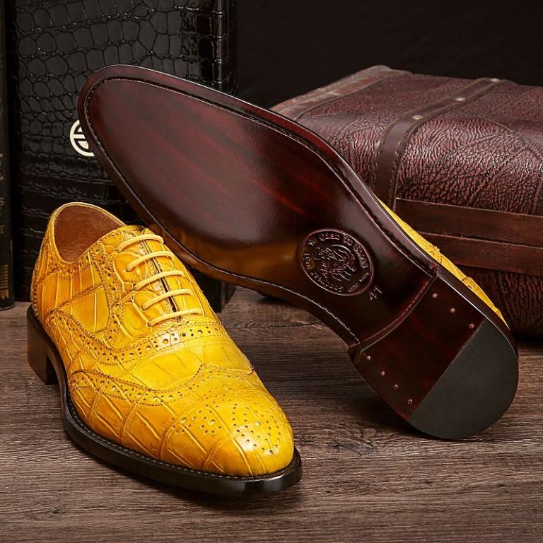 Men's Leather Oxford Calfskin Embossed Crocodile Pattern Dress Shoes Goodyear Welted high quality handmade Luxury Shoes
