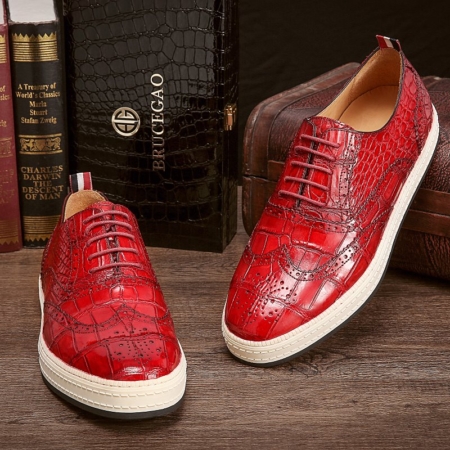 Casual Alligator Skin Oxford Brogue Wingtip Sneaker-Details