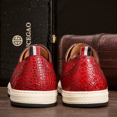 Casual Alligator Skin Oxford Brogue Wingtip Sneaker-Heel