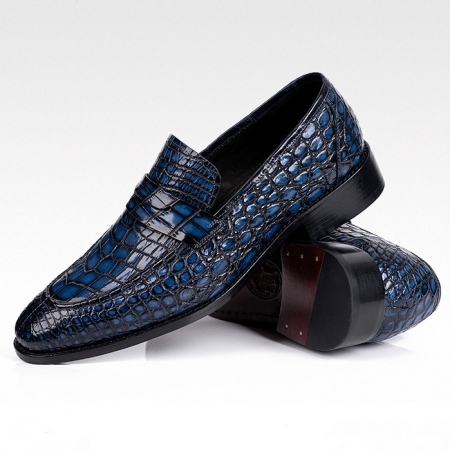 Classic Alligator Penny Loafer Business Shoes-Blue