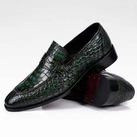 Classic Alligator Penny Loafer Business Shoes-Green