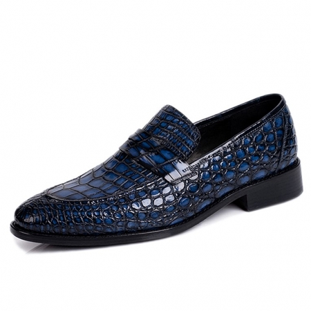 Classic Alligator Penny Loafer Business Shoes for Men-Blue