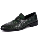Classic Alligator Penny Loafer Business Shoes for Men-Green