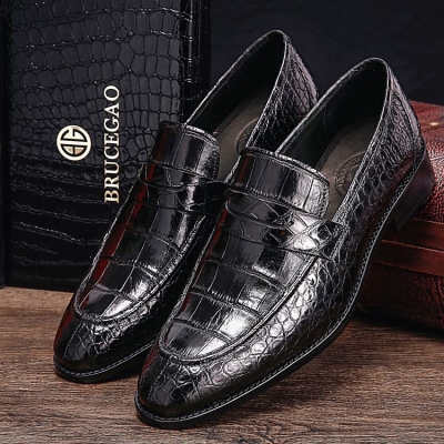 Handcrafted Genuine Alligator Leather Penny Slip-On Leather Lined Loafer