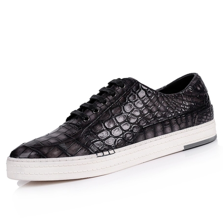 Premium Handcrafted Men's Alligator Leather Lace-Up Sneaker