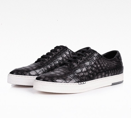 Premium Handcrafted Men's Alligator Leather Lace-Up Sneaker-Side