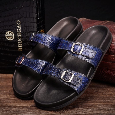 Unisex Alligator Sandals with Adjustable Strap Buckle-Blue