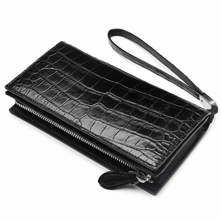Alligator Clutch Bag Organizer Checkbook Wallet Card Case with Wristlet