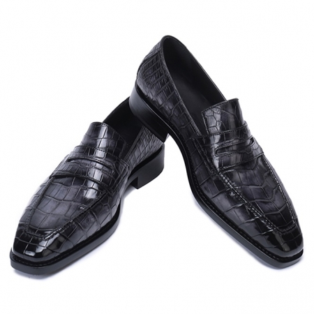 Alligator Leather Loafers Dress Shoes for Men-Gray