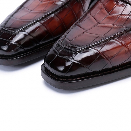 Alligator Leather Loafers Dress Shoes for Men-Toe