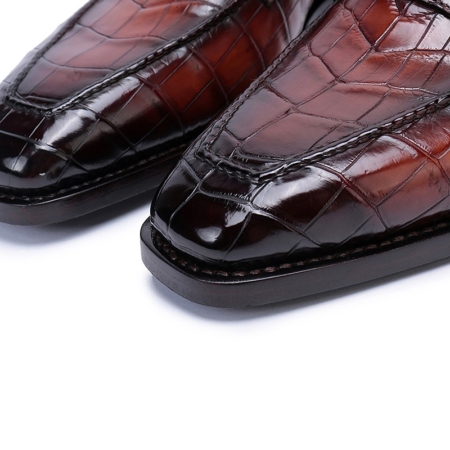 Alligator Leather Loafers Dress Shoes for Men-Toe