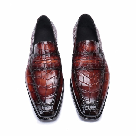 Alligator Leather Loafers Dress Shoes for Men-Upper