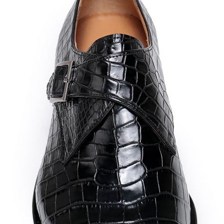 Alligator Monk Strap Slip-On Loafer Formal Business Dress Shoes-Details