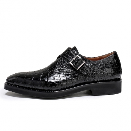 Alligator Monk Strap Slip-On Loafer Formal Business Dress Shoes-Side