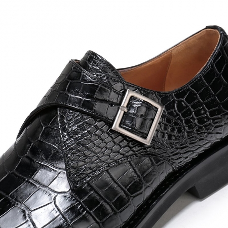 Alligator Monk Strap Slip-On Loafer Formal Business Dress Shoes-Strap