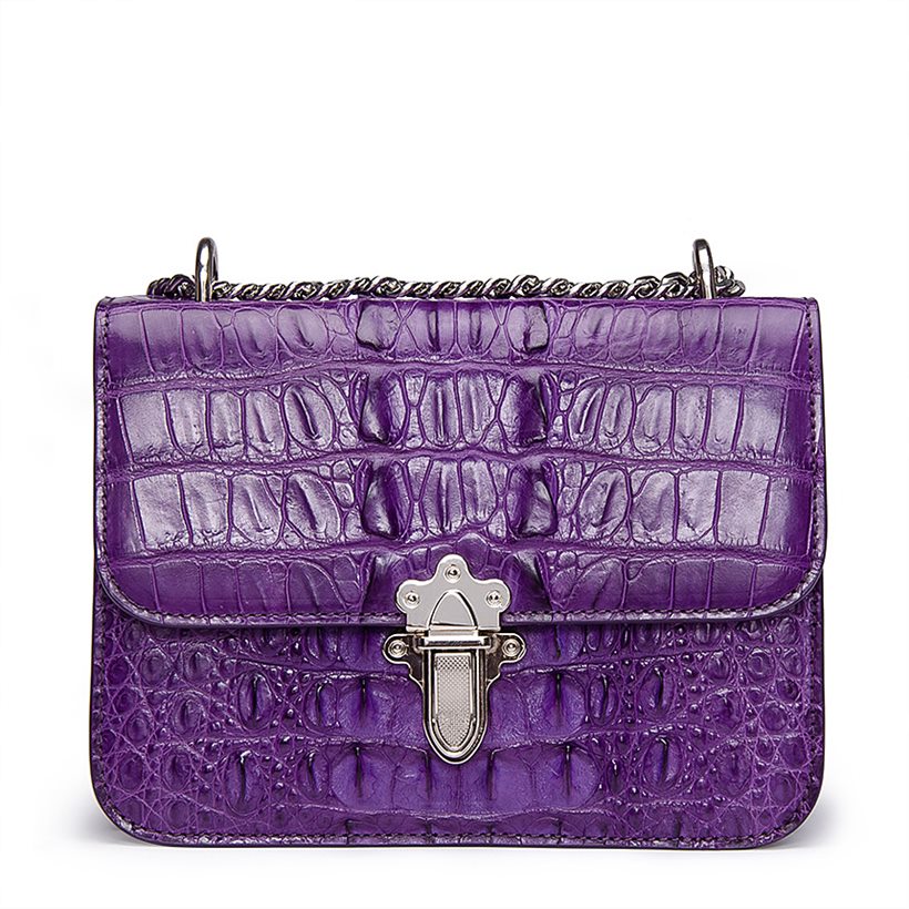 Purple Croc Flap Satchel Handbag- Order Wholesale