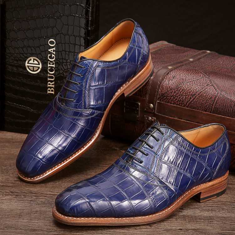 Handcrafted Genuine Alligator Skin Oxford Lace-up Dress Shoes