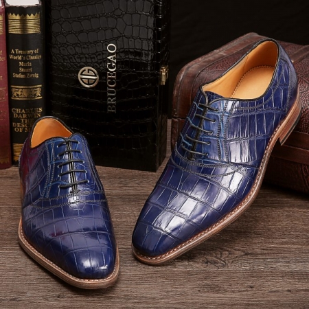 Handcrafted Genuine Alligator Skin Oxford Lace-up Dress Shoes-Lace up
