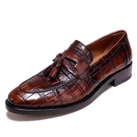 Handcrafted Mens Alligator Tassel Loafer Slip-On Shoes