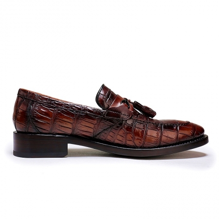 Handcrafted Mens Alligator Tassel Loafer Slip-On Shoes-Side