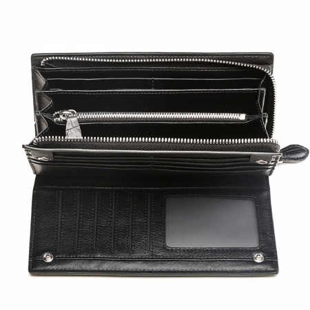 Mens Alligator Clutch Bag Organizer Checkbook Wallet Card Case with Wristlet-Inside