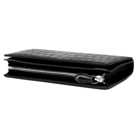 Mens Alligator Clutch Bag Organizer Checkbook Wallet Card Case with Wristlet-Side