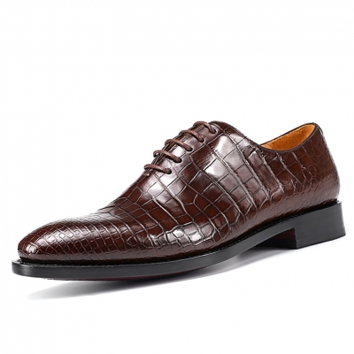 Handcrafted Genuine Alligator Leather Men's Classic Wholecut Oxford Shoes