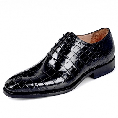 Handcrafted Genuine Alligator Leather Men's Classic Wholecut Oxford Shoes