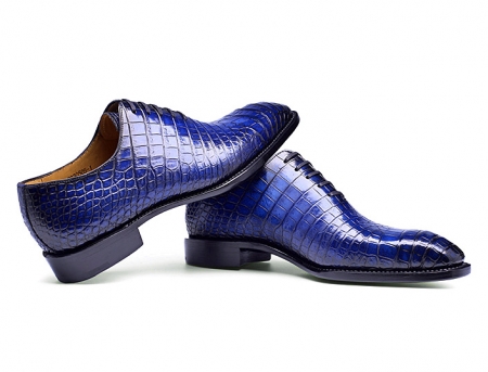 Alligator Leather Men’s Classic Wholecut Oxford Shoes-Blue-1