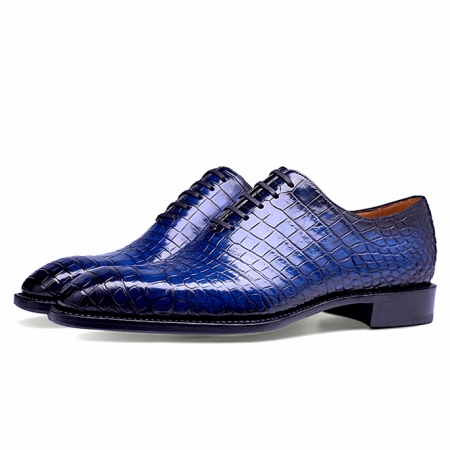 Alligator Leather Men’s Classic Wholecut Oxford Shoes-Blue