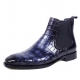 Handcrafted Alligator Chelsea Boots-Blue