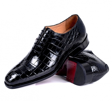 Handcrafted Genuine Alligator Leather Men's Classic Wholecut Oxford Shoes