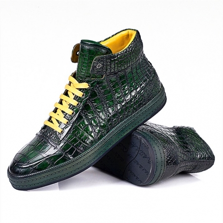 Alligator Leather Chukka Sneaker Boot for Men-Green