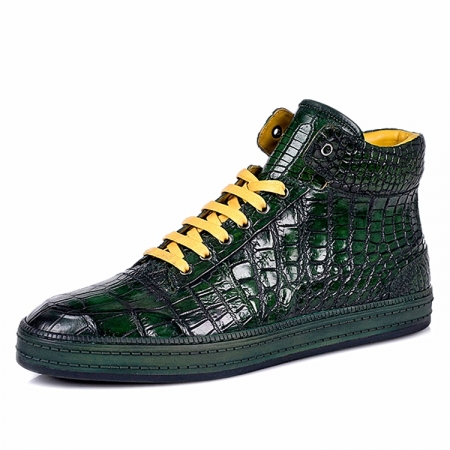 Casual Alligator Leather Chukka Sneaker Boot-Green