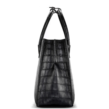 Classic Alligator Leather Tote handbag Shoulder Bag-Side