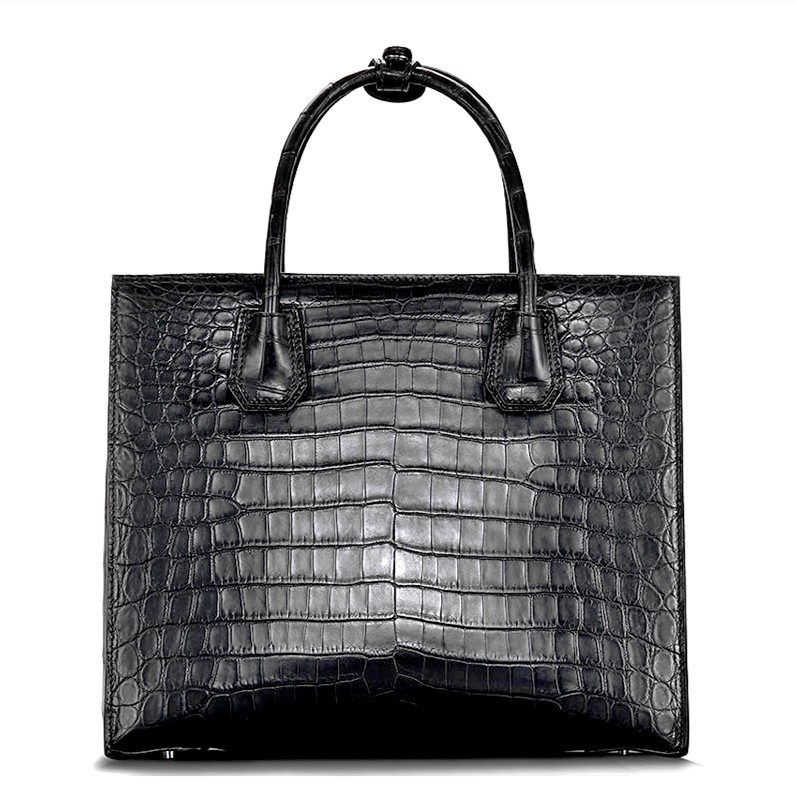 The Archetypal | Leather Tote Crocodile | Women's Big Leather Tote (Black)