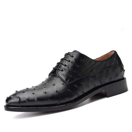 Formal Ostrich Derby Shoes for Men-Black