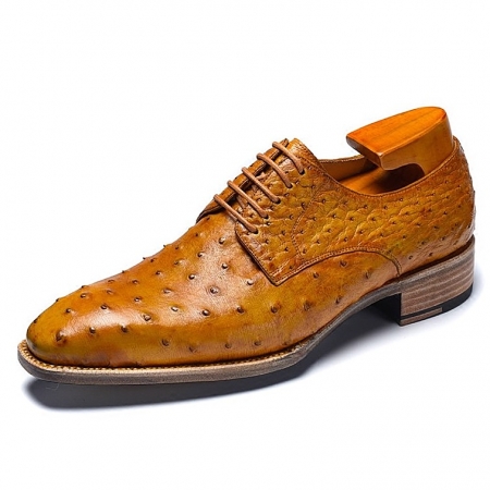 Formal Ostrich Derby Shoes for Men-Tan
