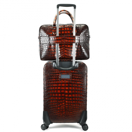 Genuine Alligator Leather 2-piece Spinner Luggage Set-Back